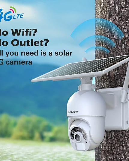 SOLIOM S800C-4G LTE Cellular Security Camera Outdoor,Pan Tilt 360° View 1080p Wireless Solar Powered, Spotlight Color Night Vision, 2 Way Talk,PIR Motion Detection SOLIOM