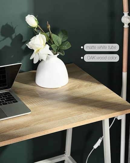 FurnitureR Home Office Computer Desk, Compact Writing Desk Study Desk with Metal Frame for Apartment, Dorm, Bedroom, Small Space (39.4 Inch, Brown) - LeafyLoom