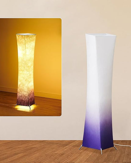 chiphy Floor Lamp, 39" Tall Standing Lamp, 3 Levels Adjustable Brightness LED Bulbs, Column Floor Light, Purple Gradient Fabric Lampshade, Home Decor for Living Room, Bedroom, Kids Room - LeafyLoom
