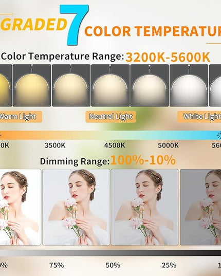 Half Moon Light for Lashes, 22'' Lash Light for Eyelash Tech, Led Half Moon Lash Light Lamp for Eyelash Extensions, Tattoo Artists, Nail Tech, Filming Content Creation - LeafyLoom