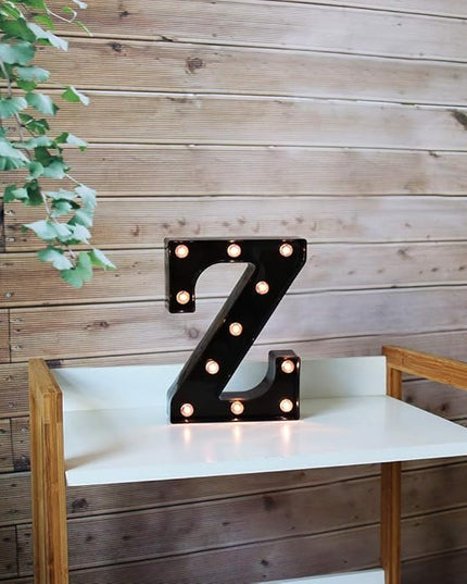 Light Up Black Alphabet Marquee Letters Sign LED Marquee Number Lights Sign for Night Light Home Bar Christmas Lamp Birthday Party Wedding Decoration Z - LeafyLoom