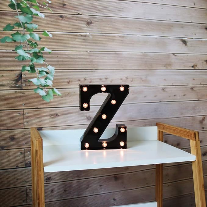 Light Up Black Alphabet Marquee Letters Sign LED Marquee Number Lights Sign for Night Light Home Bar Christmas Lamp Birthday Party Wedding Decoration Z - LeafyLoom
