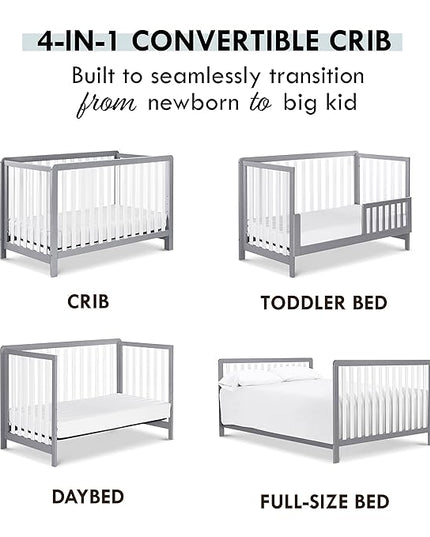 Carter's by DaVinci Colby 4-in-1 Low-Profile Convertible Crib in Grey and White, Greenguard Gold Certified - LeafyLoom