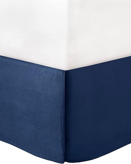 Madison Park Amherst Faux Silk Comforter Set-Casual Contemporary Design All Season Down Alternative Bedding, Matching Shams, Bedskirt, Decorative Pillows, King(104"x92"), Navy, 7 Piece (MP10-2208) - LeafyLoom
