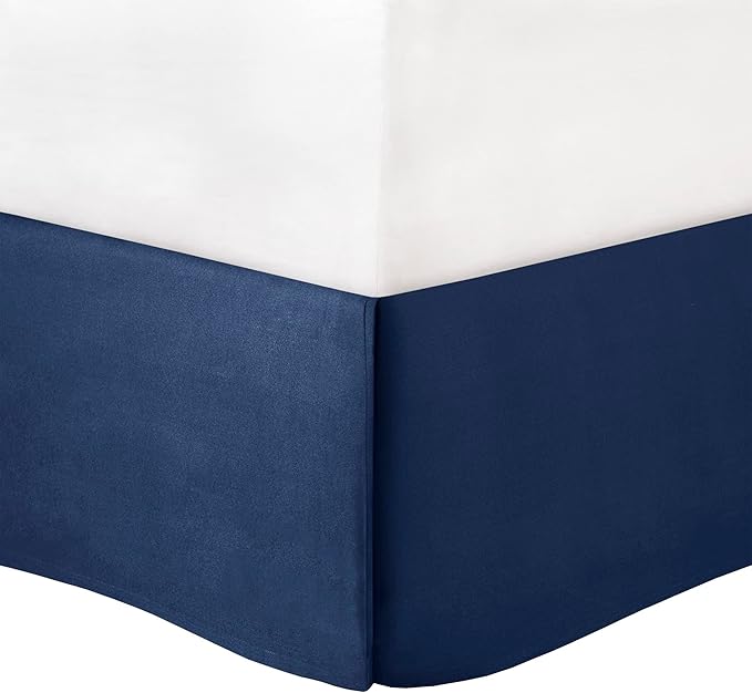 Madison Park Amherst Faux Silk Comforter Set-Casual Contemporary Design All Season Down Alternative Bedding, Matching Shams, Bedskirt, Decorative Pillows, King(104"x92"), Navy, 7 Piece (MP10-2208) - LeafyLoom
