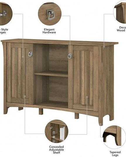 Bush Furniture Salinas Accent Storage Cabinet with Doors in Reclaimed Pine - LeafyLoom