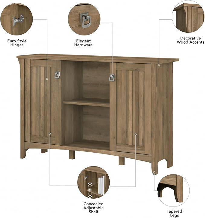 Bush Furniture Salinas Accent Storage Cabinet with Doors in Reclaimed Pine - LeafyLoom