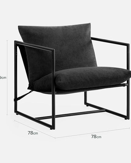 ZINUS Aidan Sling Accent Chair / Metal Framed Armchair with Shredded Foam Cushioning, Black - LeafyLoom