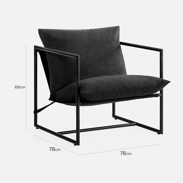 ZINUS Aidan Sling Accent Chair / Metal Framed Armchair with Shredded Foam Cushioning, Black - LeafyLoom