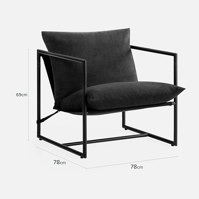 ZINUS Aidan Sling Accent Chair / Metal Framed Armchair with Shredded Foam Cushioning, Black - LeafyLoom
