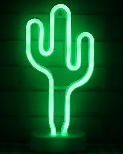 Cactus Neon Light Wall Decor Neon Signs for Bedroom Kids Battery and USB Powered Night Light Home Decoration (NECAC) - LeafyLoom