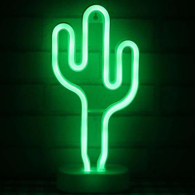 Cactus Neon Light Wall Decor Neon Signs for Bedroom Kids Battery and USB Powered Night Light Home Decoration (NECAC) - LeafyLoom