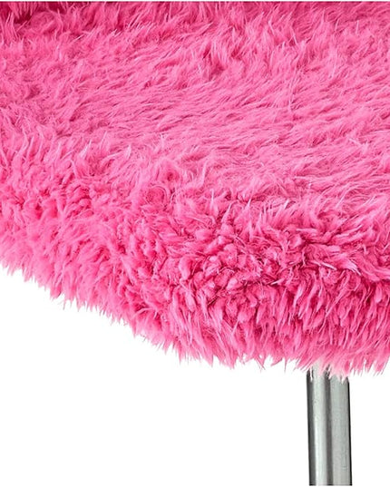 Faux Fur Task Chair, Pink 20D x 20W x 41.5H in - LeafyLoom
