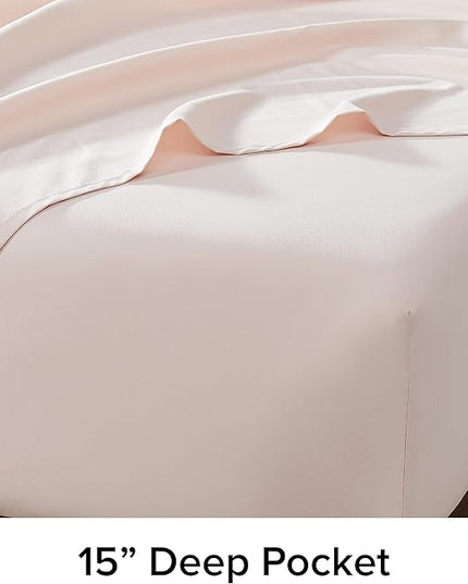 UGG 13593 Alahna Cal King Bed Sheets and Pillowcases 4-Piece Set Luxury Machine Washable Deep Pockets Wrinkle-Resistant Breathable Cozy Comfort Silky Cooling Sheets, California King, Shell - LeafyLoom