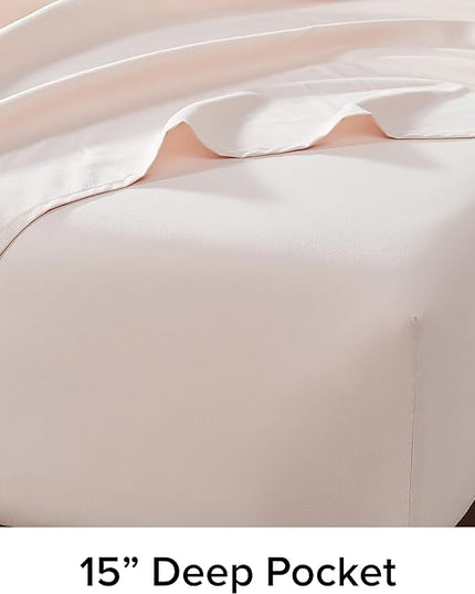 UGG 11796 Alahna Twin Bed Sheets and Pillowcases 3-Piece Set Sleep in Luxury Machine Washable Deep Pockets Wrinkle-Resistant Breathable Cozy Comfort Silky Cooling Sheets, Twin, Shell - LeafyLoom