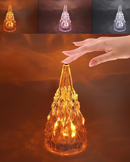 Iceberg Shape Crystal Lamp Table Night Light, Amber Yellow White 3 Colors Touch Control USB Rechargeable Small Bedside Lights Lovely Gifts for Home Bedroom Decor - LeafyLoom
