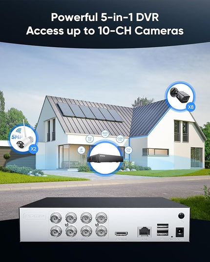 SANNCE 8-Channel 1080P Wired Home Surveillance Security Camera System DVR Recorder with 1TB Hard Disk Drive, Human Detection, Standalone DVR Video Recorder CCTV Support 5-in-1 CVBS/AHD/TVI/CVI/IP SANNCE