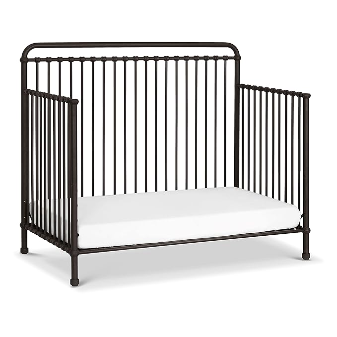 Namesake Winston 4-in-1 Convertible Metal Crib in Vintage Iron, Greenguard Gold Certified - LeafyLoom