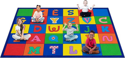 LIVEBOX ABC Rug Kids Rug for Classroom, Washable Classroom Carpet for School, Nursery, Colorful Children's Classroom Area Rugs Non-Slip Alphabet Mat for Home Learning,13'x7'5"(Seats-24) - LeafyLoom