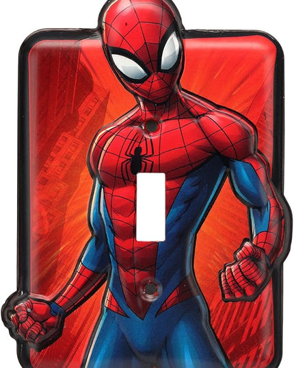 Marvel Spider-Man Embossed Metal Light Switch Plate - Spider-Man Switch Plate Decoration for Bedroom or Man Cave - LeafyLoom