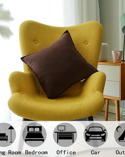 Jeanerlor Pack of 2 Cotton Linen Soft Soild Decorative Square Throw Pillow Covers Set Cushion Case for Children Kid Baby 24 x 24 Inch 60 x 60cm,Brown - LeafyLoom
