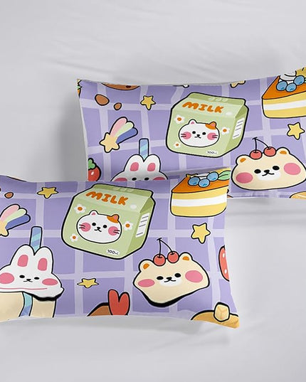 Kawaii Bear Comforter Set for Kids Teens Girls Women,Purple Bear Kids Comforter,1 Comforter with 2 Pillowcase, Microfiber 3 Piece Bedding Set,for All Seasons(Purple，Full Size) - LeafyLoom