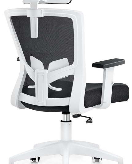 Office Chair Ergonomic Desk Chair High Back Computer Chair Swivel Mesh Task Chair with Adjustable Lumbar Support Armrests Headrest White - LeafyLoom