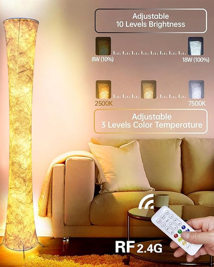 Floor Lamp, RGB Color Changing, Smart Control Music Sync with Fabric Shade, Standing Lamp for Living Room Bedroom Game Room, 62 inch - LeafyLoom