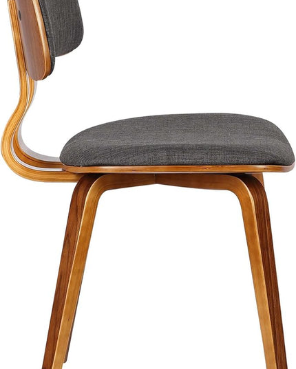 Armen Living Jaguar Dining Chair in Charcoal Fabric and Walnut Wood Finish,Charcoal/Walnut Finish 20D x 18W x 29H in - LeafyLoom