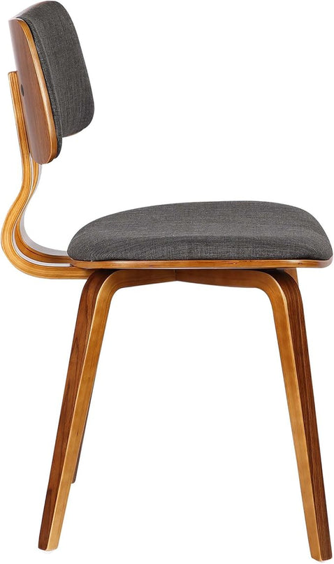 Armen Living Jaguar Dining Chair in Charcoal Fabric and Walnut Wood Finish,Charcoal/Walnut Finish 20D x 18W x 29H in - LeafyLoom