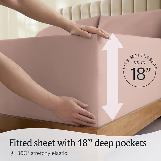 LuxClub Twin XL Sheets - Soft Twin Bed Sheets for-Boys-and-Girls-4 PC Deep Pockets 18" Eco Friendly Wrinkle Free-Kids-Fitted Sheets Machine Washable Hotel Bedding Silky Soft - Pearl Pink Twin XL - LeafyLoom