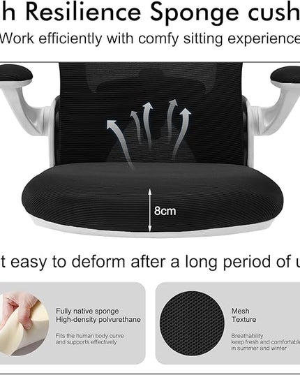 Ergonomic Home Office Desk Chairs Comfy Computer Gaming Chairs Mesh Arm Swivel Chairs of Adults for Home Office Bedroom(White) - LeafyLoom