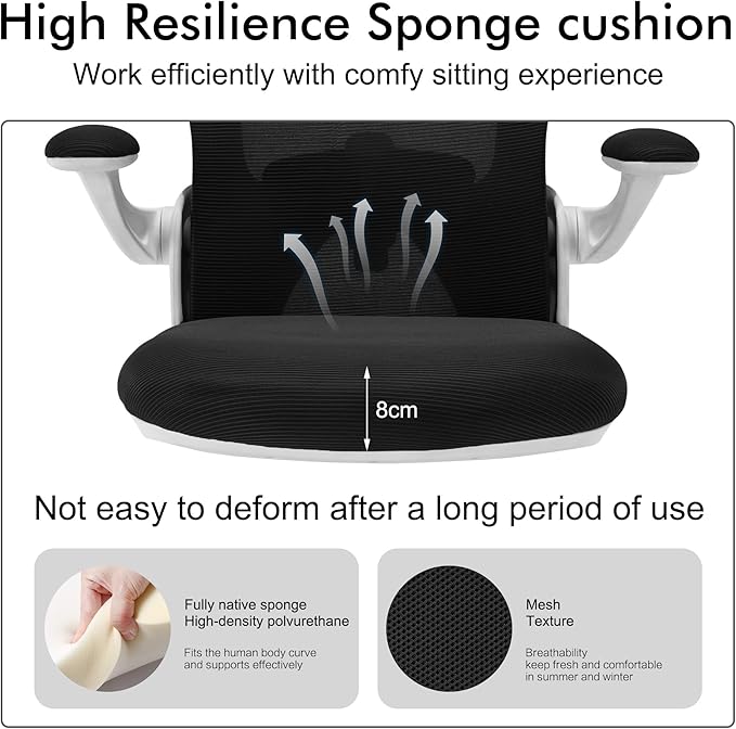 Ergonomic Home Office Desk Chairs Comfy Computer Gaming Chairs Mesh Arm Swivel Chairs of Adults for Home Office Bedroom(White) - LeafyLoom