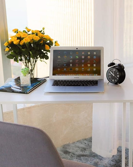 Leopard Folding Computer Desk for Small Spaces, No-Assembly Space-Saving Home Office Desk, Foldable Computer Table, Laptop Table, Writing Desk, Compact Study Reading Table (White) - LeafyLoom