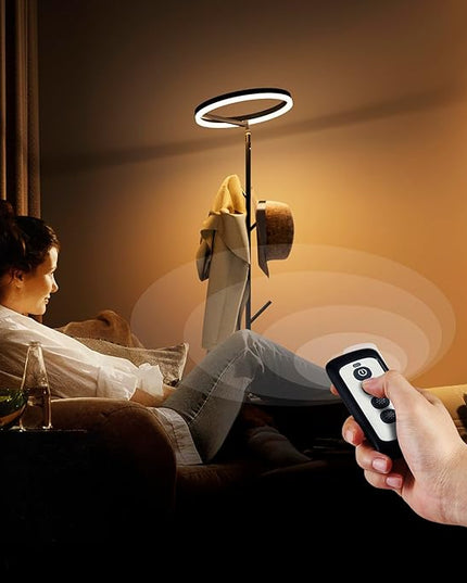 Innovative Floor Lamp, Floor Lamps for Living Room with Coat Rack, Floor Lamps with Stepless Adjust Color Temperatures & Brightness, Remote Control and Touch Control - LeafyLoom