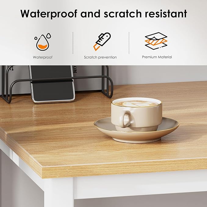 DlandHome 55 Inches Large Computer Desk, Composite Wood Board, Decent & Steady Home Office Desk/Workstation/Table, BS1-140TW Teak & White Legs, 1 Pack - LeafyLoom