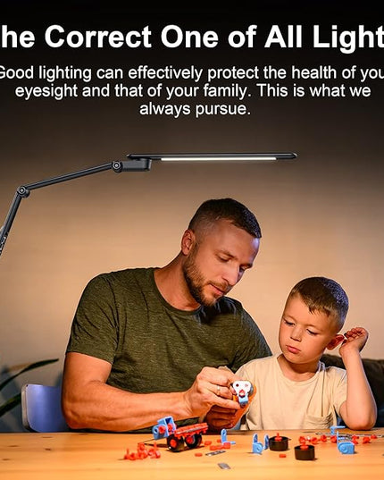 LED Desk Lamp with USB Charging Port, Evo Natural Spectrum,Professional Grade Adjustable Table Light with 6 Axis Swing Arm, Architect Desk Lamp for Painting, Reading, Home Office-Black - LeafyLoom