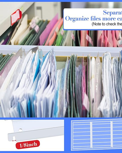 6 Pcs Filing Front to Back Rails File Cabinet Rails Lateral Hanging File Bar Stainless Steel White File Cabinet Inserts for Sides Letter Size Folders Office Home Storage Organizer 15.76 Inches Long - LeafyLoom