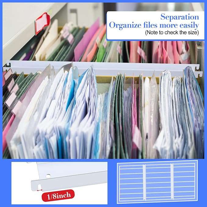 6 Pcs Filing Front to Back Rails File Cabinet Rails Lateral Hanging File Bar Stainless Steel White File Cabinet Inserts for Sides Letter Size Folders Office Home Storage Organizer 15.76 Inches Long - LeafyLoom