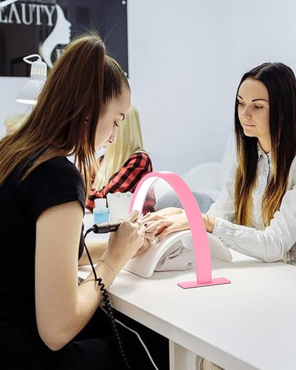 Half Moon Light for Nail Desk, Lash Light Led Nail Tech Lamp Half Moon Light Table Lamp Desk Lamp for Nail Lash Eyelash Extension Tattoo Eyebrows（Pink） - LeafyLoom