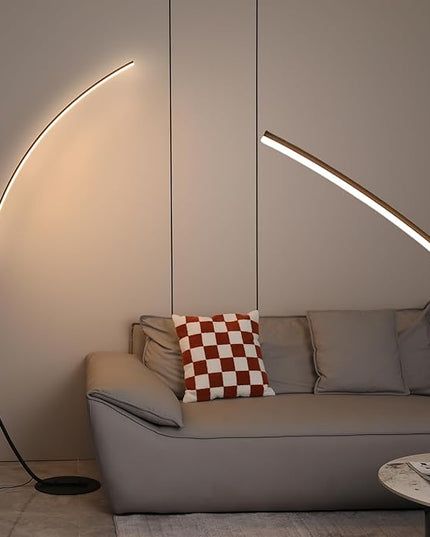 Arc Floor Lamp 65" Modern Standing Lamp with Remote, Black LED Arch Lamps for Living Room Bedroom Office, 3 Color Temperature & Stepless Dimmable Arched Reading Lamp - LeafyLoom