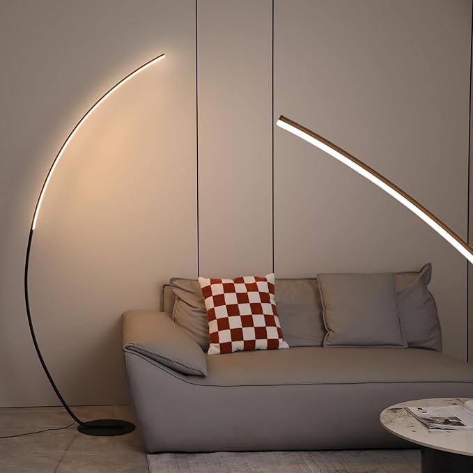 Arc Floor Lamp 65" Modern Standing Lamp with Remote, Black LED Arch Lamps for Living Room Bedroom Office, 3 Color Temperature & Stepless Dimmable Arched Reading Lamp - LeafyLoom