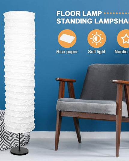 STOBOK Paper Floor Lamp Shades Light Japanese Style Standing Lamp Table Light Cover Barrel Chandelier Protector for Living Room Home Hotel - LeafyLoom