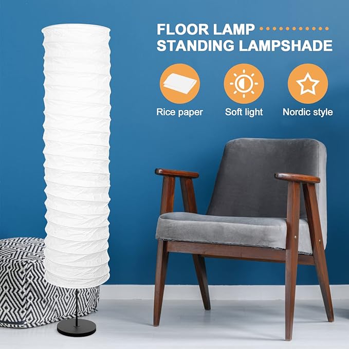 STOBOK Paper Floor Lamp Shades Light Japanese Style Standing Lamp Table Light Cover Barrel Chandelier Protector for Living Room Home Hotel - LeafyLoom