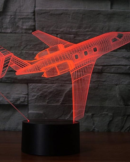 Creatively 3D Plane Lights LED Airplane Night Light, YKLWORLD 3D Aero Plane Illusion Table Lamp with 7 Colors and USB Powered, Best Bedroom Decor Toys Gifts for Kids Children Birthday - LeafyLoom
