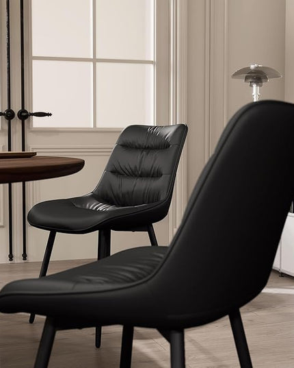 Kidol & Shellder Modern Dining Chairs Set of 2 Kitchen & Dining Room Chairs Upholstered Accent Chair Living Room Chairs Kitchen Chairs Comfy Chair for Bedrooms Waiting Room Home(Black) - LeafyLoom