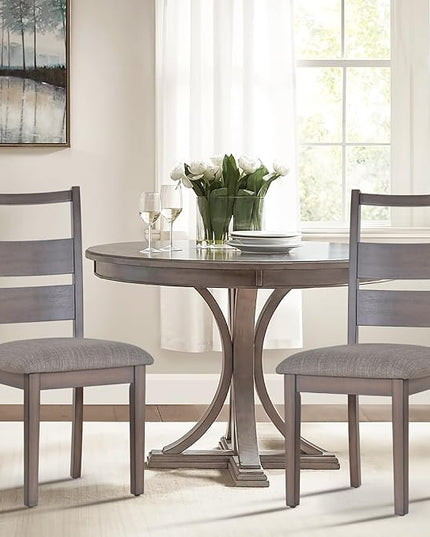 COLAMY Fabric Upholstered Dining Chairs Set of 2, Ladder High Back Dining Room Kitchen Side Chairs with Adjustable Foot Pegs, Light Brown - LeafyLoom