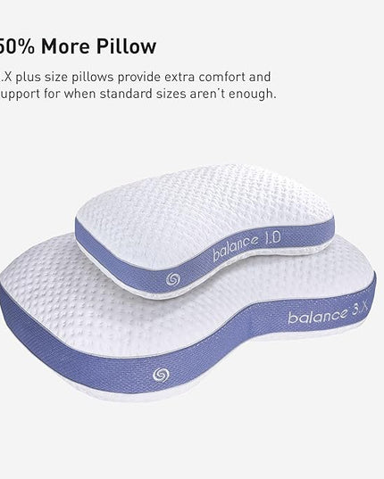 Bedgear Balance 3.X Cuddle Curve Performance Pillow – Firm Pillow – Neutral/Warm Sleepers – Moisture Wicking Pillow with Hypoallergenic, Washable, Removable Cover - LeafyLoom