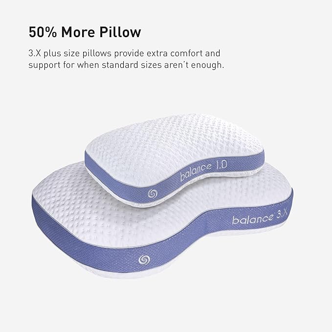 Bedgear Balance 3.X Cuddle Curve Performance Pillow – Firm Pillow – Neutral/Warm Sleepers – Moisture Wicking Pillow with Hypoallergenic, Washable, Removable Cover - LeafyLoom