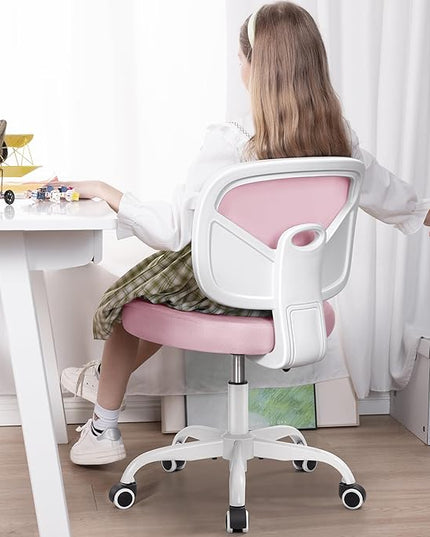 Primy Kids Desk Chair, Pink Study Chair for Boys Girls with Height Adjustable, Swivel Mesh Task Student Chairs for 4-12, Growing Teen Office Chair for Home/School/Office (Pink) - LeafyLoom